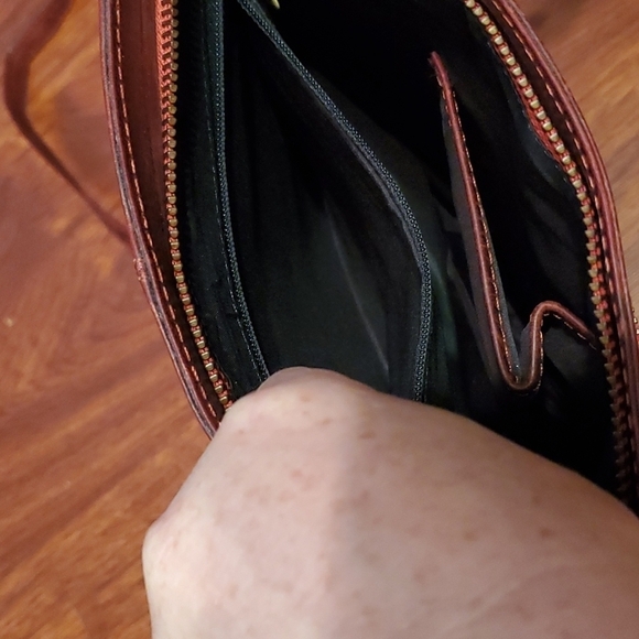 Estalon Purse crossbody leather red ish on color - Picture 7 of 13